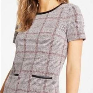 Ann Taylor Plaid Top w/ Faux Leather Detailing